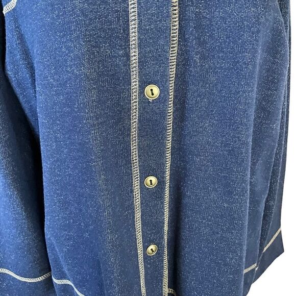 JUST Because Clothing Co Woman's Knit Jacket Size Small Navy Blue - Picture 4 of 14